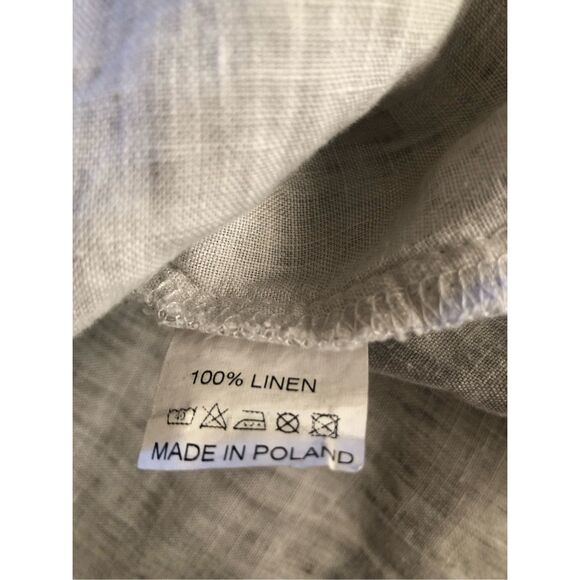 “Muza Poland Linen Dress – Gray, Short Sleeve, Artistic Knit Details (M - Picture 14 of 14